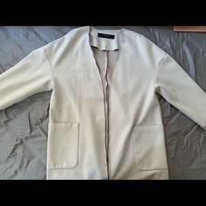 Soft Suede Blazer Jacket in Cream